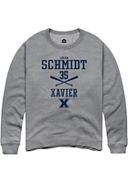 Logan Schmidt  Rally Xavier Musketeers Mens Graphite NIL Sport Icon Long Sleeve Crew Sweatshirt