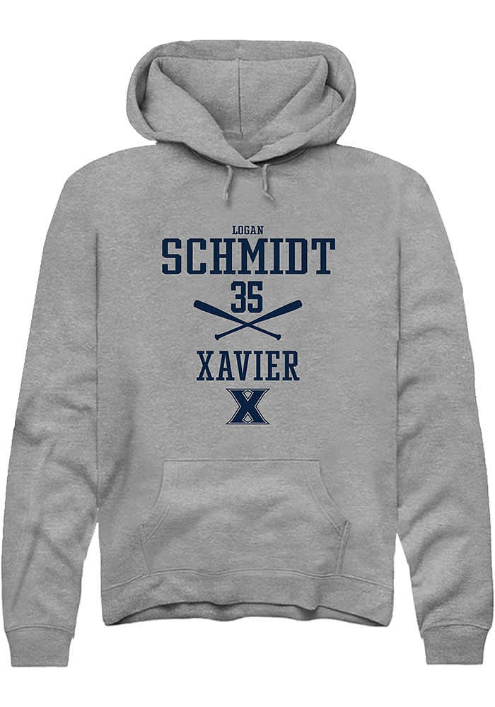 Logan Schmidt  Rally Xavier Musketeers Mens Graphite NIL Sport Icon Long Sleeve Hoodie