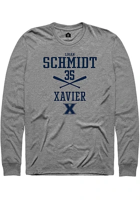 Logan Schmidt  Xavier Musketeers Graphite Rally NIL Sport Icon Long Sleeve T Shirt