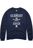 Logan Schmidt  Rally Xavier Musketeers Mens Navy Blue NIL Sport Icon Long Sleeve Crew Sweatshirt