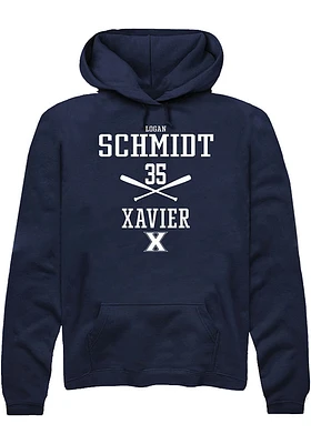 Logan Schmidt  Rally Xavier Musketeers Mens Navy Blue NIL Sport Icon Long Sleeve Hoodie