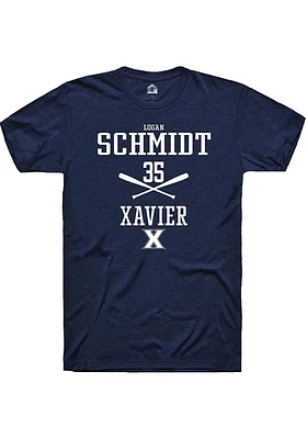 Logan Schmidt  Xavier Musketeers Navy Blue Rally NIL Sport Icon Short Sleeve T Shirt