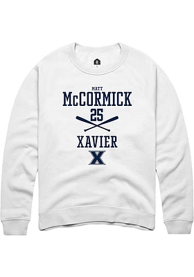 Matt McCormick  Rally Xavier Musketeers Mens White NIL Sport Icon Long Sleeve Crew Sweatshirt