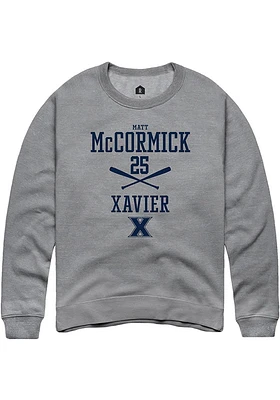 Matt McCormick  Rally Xavier Musketeers Mens Graphite NIL Sport Icon Long Sleeve Crew Sweatshirt