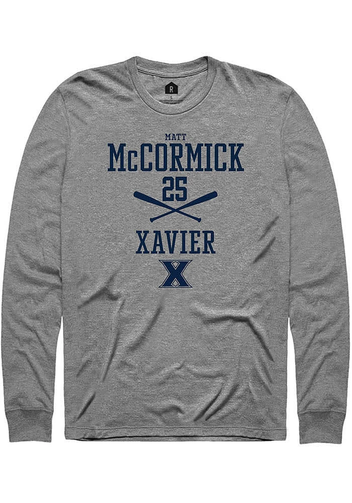 Matt McCormick  Xavier Musketeers Graphite Rally NIL Sport Icon Long Sleeve T Shirt