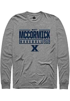 Matt McCormick  Xavier Musketeers Graphite Rally NIL Stacked Box Long Sleeve T Shirt