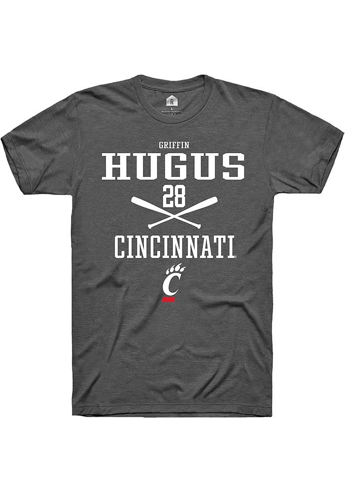 Griffin Hugus  Cincinnati Bearcats Dark Grey Rally NIL Sport Icon Short Sleeve T Shirt