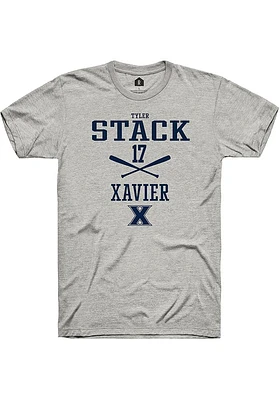 Tyler Stack  Xavier Musketeers Ash Rally NIL Sport Icon Short Sleeve T Shirt