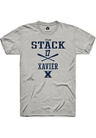 Tyler Stack  Xavier Musketeers Ash Rally NIL Sport Icon Short Sleeve T Shirt