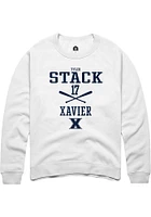 Tyler Stack  Rally Xavier Musketeers Mens White NIL Sport Icon Long Sleeve Crew Sweatshirt