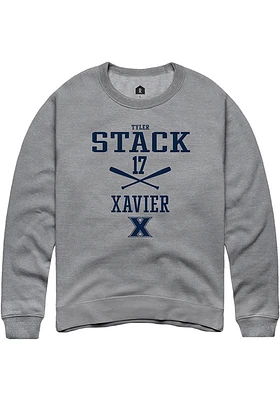 Tyler Stack  Rally Xavier Musketeers Mens Graphite NIL Sport Icon Long Sleeve Crew Sweatshirt