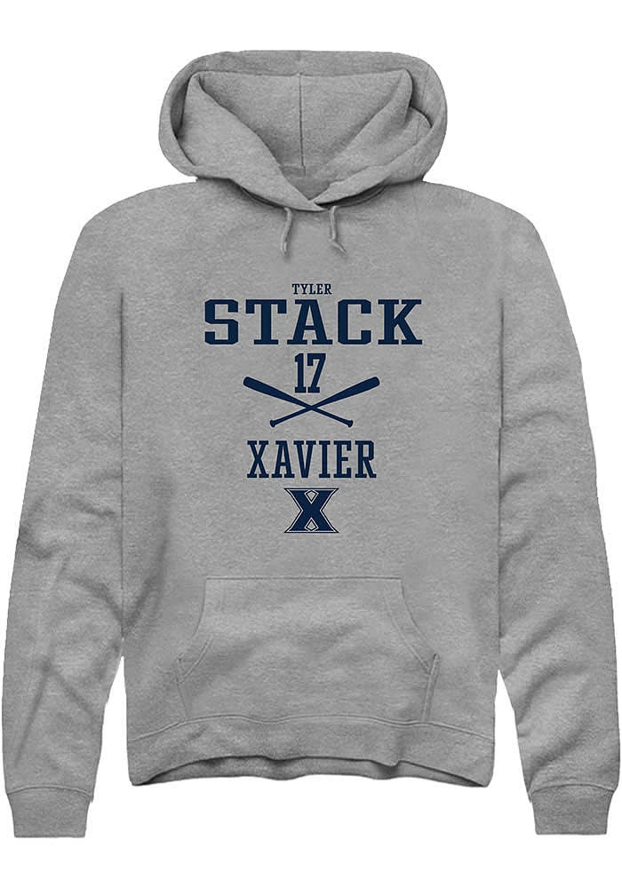 Tyler Stack  Rally Xavier Musketeers Mens Graphite NIL Sport Icon Long Sleeve Hoodie