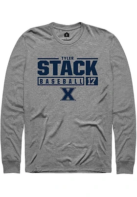 Tyler Stack  Xavier Musketeers Graphite Rally NIL Stacked Box Long Sleeve T Shirt