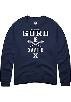 Catherine Gurd  Rally Xavier Musketeers Mens Navy Blue NIL Sport Icon Long Sleeve Crew Sweatshir..