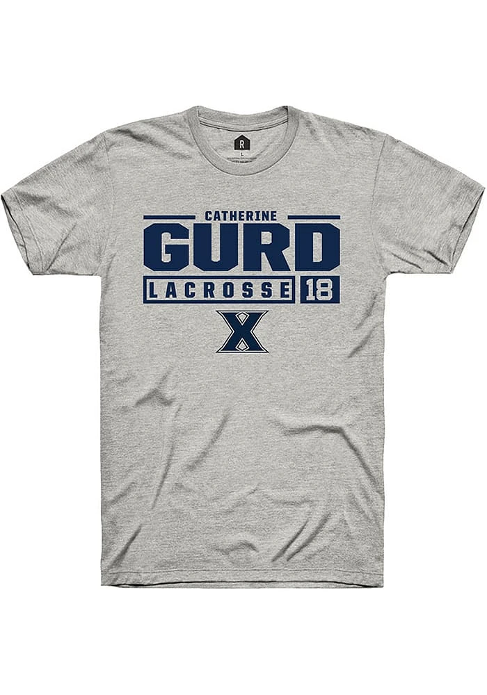 Catherine Gurd  Xavier Musketeers Ash Rally NIL Stacked Box Short Sleeve T Shirt