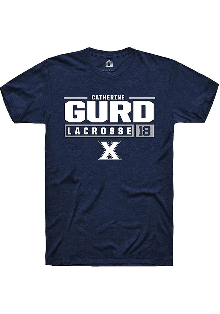 Catherine Gurd  Xavier Musketeers Navy Blue Rally NIL Stacked Box Short Sleeve T Shirt