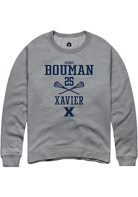 Gabby Bouman  Rally Xavier Musketeers Mens Graphite NIL Sport Icon Long Sleeve Crew Sweatshirt