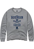 Gabby Bouman  Rally Xavier Musketeers Mens Graphite NIL Sport Icon Long Sleeve Crew Sweatshirt