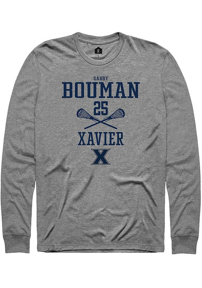 Gabby Bouman  Xavier Musketeers Graphite Rally NIL Sport Icon Long Sleeve T Shirt