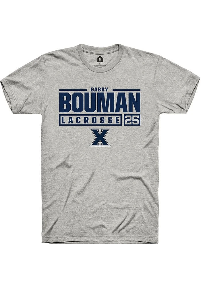 Gabby Bouman  Xavier Musketeers Ash Rally NIL Stacked Box Short Sleeve T Shirt