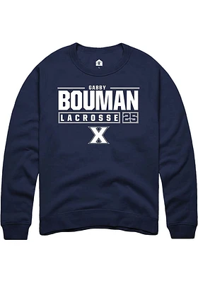 Gabby Bouman  Rally Xavier Musketeers Mens Navy Blue NIL Stacked Box Long Sleeve Crew Sweatshirt