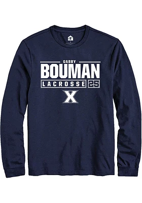 Gabby Bouman  Xavier Musketeers Navy Blue Rally NIL Stacked Box Long Sleeve T Shirt