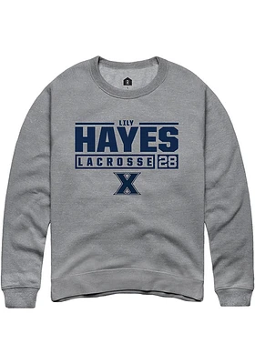 Lily Hayes  Rally Xavier Musketeers Mens Graphite NIL Stacked Box Long Sleeve Crew Sweatshirt