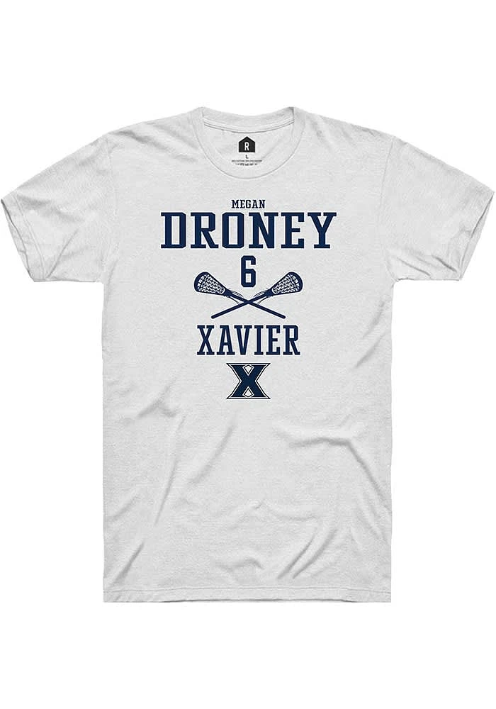 Megan Droney Xavier Musketeers White Rally NIL Sport Icon Short Sleeve T Shirt