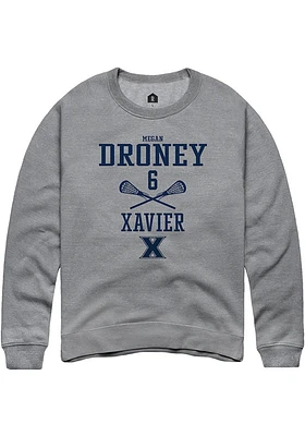 Megan Droney  Rally Xavier Musketeers Mens Graphite NIL Sport Icon Long Sleeve Crew Sweatshirt