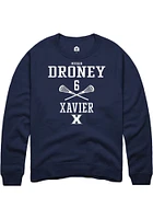 Megan Droney  Rally Xavier Musketeers Mens Navy Blue NIL Sport Icon Long Sleeve Crew Sweatshirt