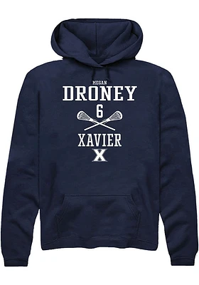 Megan Droney  Rally Xavier Musketeers Mens Navy Blue NIL Sport Icon Long Sleeve Hoodie