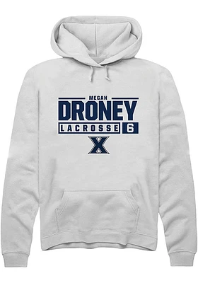 Megan Droney  Rally Xavier Musketeers Mens White NIL Stacked Box Long Sleeve Hoodie