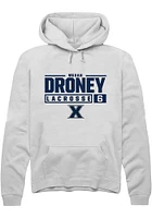 Megan Droney  Rally Xavier Musketeers Mens White NIL Stacked Box Long Sleeve Hoodie