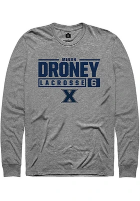 Megan Droney  Xavier Musketeers Graphite Rally NIL Stacked Box Long Sleeve T Shirt