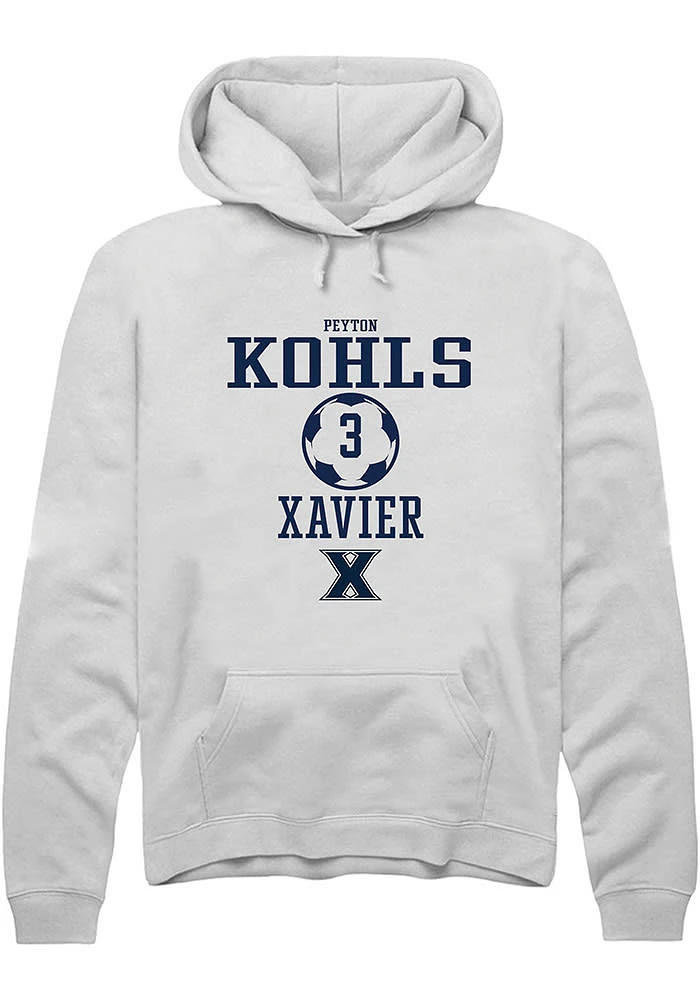 Peyton Kohls Rally Xavier Musketeers Mens White NIL Sport Icon Long Sleeve Hoodie