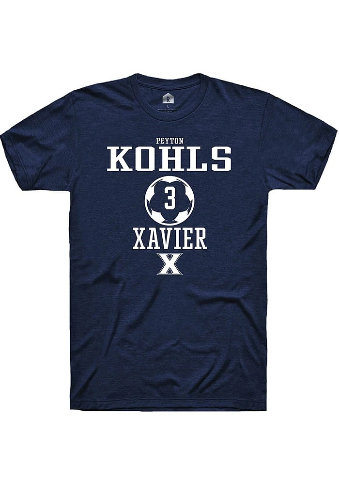 Peyton Kohls Xavier Musketeers Navy Blue Rally NIL Sport Icon Short Sleeve T Shirt
