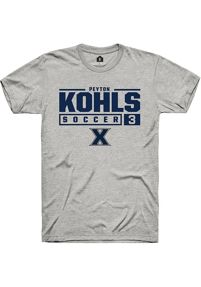 Peyton Kohls Xavier Musketeers Ash Rally NIL Stacked Box Short Sleeve T Shirt