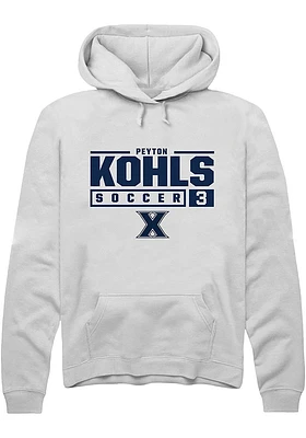 Peyton Kohls  Rally Xavier Musketeers Mens White NIL Stacked Box Long Sleeve Hoodie
