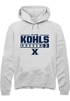Peyton Kohls  Rally Xavier Musketeers Mens White NIL Stacked Box Long Sleeve Hoodie