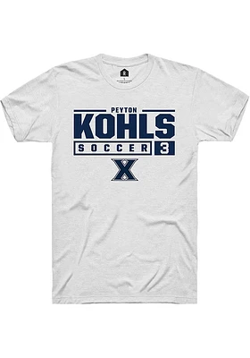 Peyton Kohls  Xavier Musketeers White Rally NIL Stacked Box Short Sleeve T Shirt