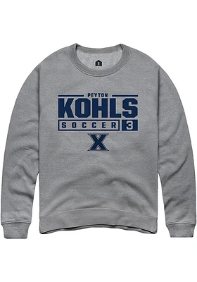 Peyton Kohls  Rally Xavier Musketeers Mens Graphite NIL Stacked Box Long Sleeve Crew Sweatshirt