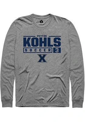 Peyton Kohls  Xavier Musketeers Graphite Rally NIL Stacked Box Long Sleeve T Shirt