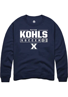 Peyton Kohls  Rally Xavier Musketeers Mens Navy Blue NIL Stacked Box Long Sleeve Crew Sweatshirt