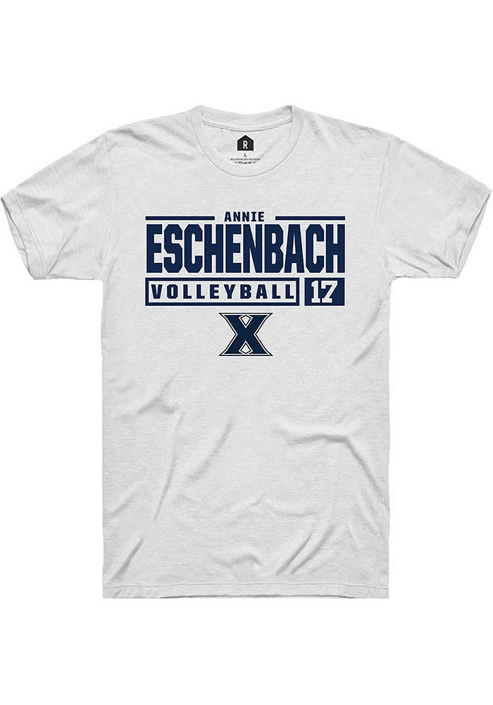 Annie Eschenbach  Xavier Musketeers White Rally NIL Stacked Box Short Sleeve T Shirt