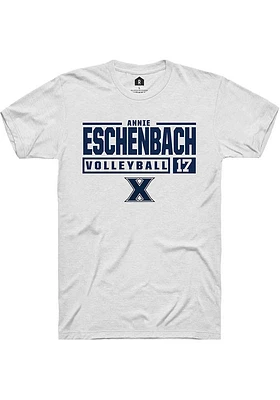 Annie Eschenbach  Xavier Musketeers White Rally NIL Stacked Box Short Sleeve T Shirt