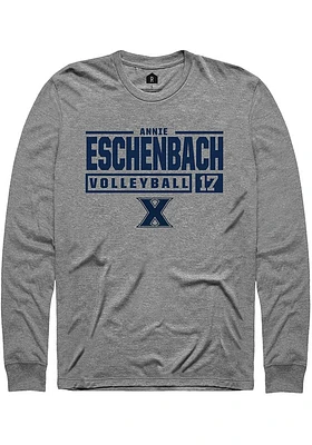 Annie Eschenbach  Xavier Musketeers Graphite Rally NIL Stacked Box Long Sleeve T Shirt