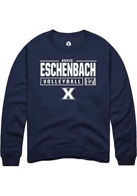 Annie Eschenbach  Rally Xavier Musketeers Mens Navy Blue NIL Stacked Box Long Sleeve Crew Sweats..