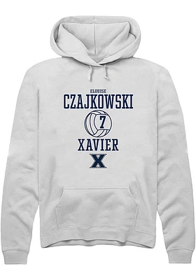 Elouise Czajkowski  Rally Xavier Musketeers Mens White NIL Sport Icon Long Sleeve Hoodie