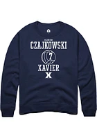 Elouise Czajkowski  Rally Xavier Musketeers Mens Navy Blue NIL Sport Icon Long Sleeve Crew Sweat..