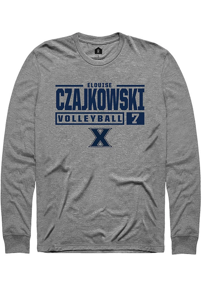 Elouise Czajkowski  Xavier Musketeers Graphite Rally NIL Stacked Box Long Sleeve T Shirt